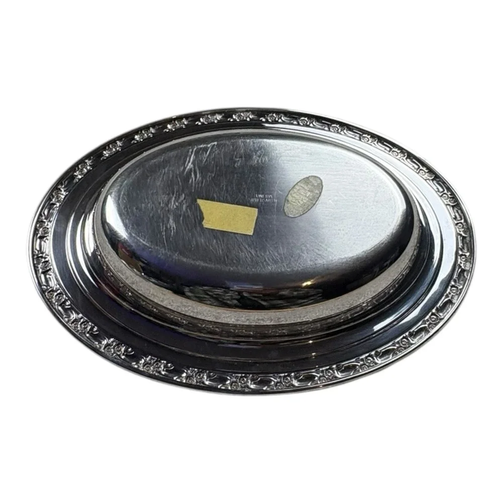 Oneida Silversmiths‎ Oval Silverplate Serving Bowl Floral Rim Vintage